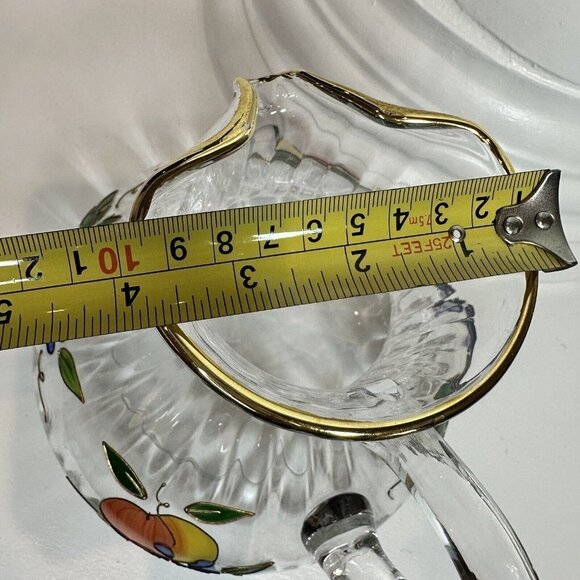 Crystal Clear Pitcher Handcrafted Venetian Fruit 22K Gold Trim Romania 96 oz - Picture 12 of 12